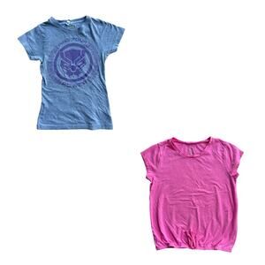 Marvel Girls 2 Pieces Bundle Gray Pink Short Sleeve Pullover T-Shirt M/L 10/12